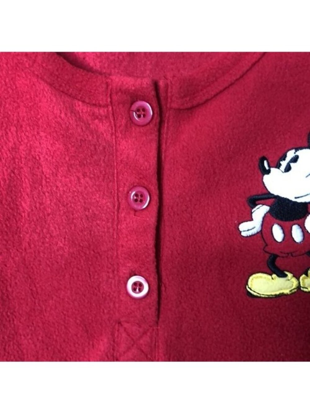 Disney Womens Red Mickey Mouse Fleece Long Sleeve Top L LARGE - Picture 6 of 9